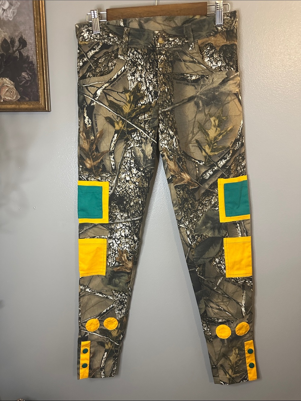 Creative Junkiez Camo Cargo Pants XS Y2K Gorpcore Upcycled Streetwear NWT - Picture 2 of 6